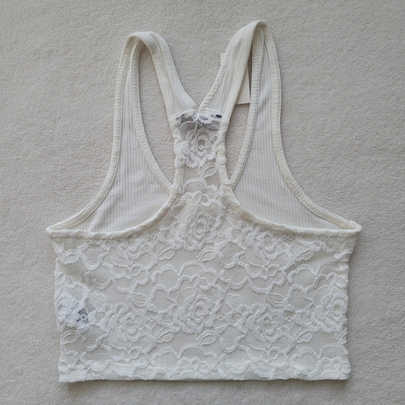 Aeropostale | Crop Halter Lace Back Top NEW Ladies Small Cream - Picture 7 of 14